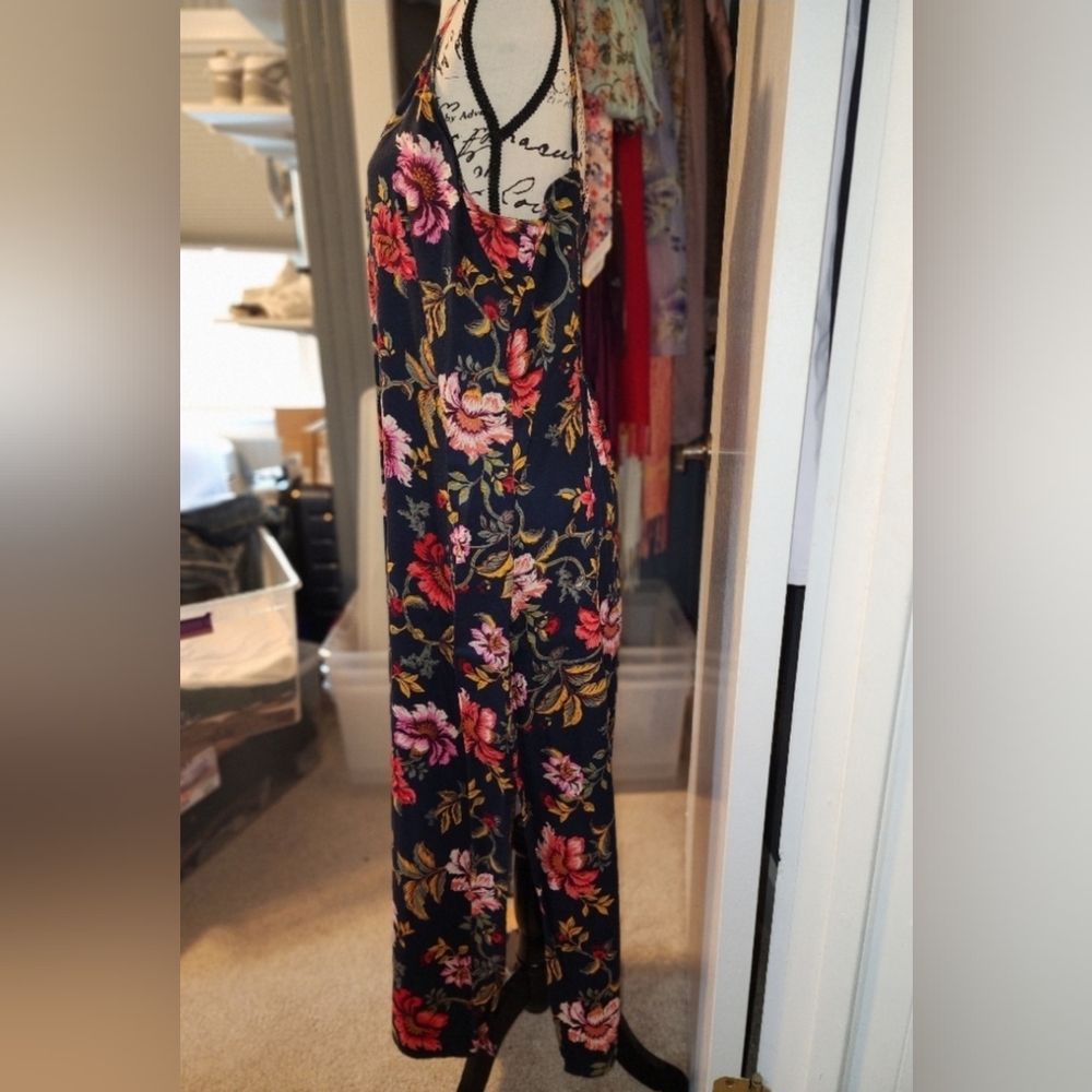 Old Navy Floral Maxi Dress - Navy and Pink, SIZE LARGE - Picture 2 of 5